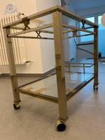 Bar Cart chrome messing vintage, Huis en Inrichting, Ophalen, Zo goed als nieuw, Glas
