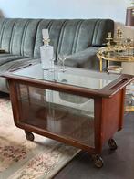 Vintage jaren ‘60 salontafel op wieltjes – retro bar cart, Huis en Inrichting, Ophalen, Gebruikt