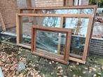 Houten ramen (Meranti). Nog in zeer goede staat. Dubbel glas, Ophalen, Gebruikt, Inclusief glas, Hout