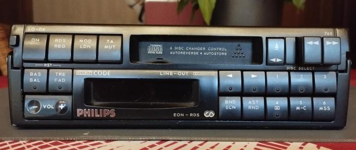 Autoradio RDS Philips met CD lader (6 CD) en cassette, Auto diversen, Autoradio's, Zo goed als nieuw, Ophalen