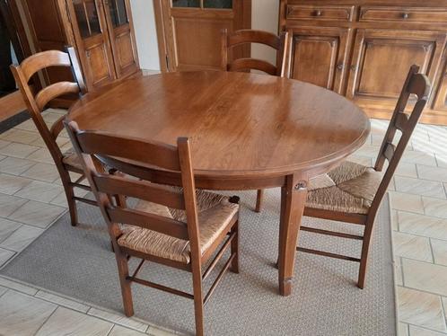 Ovale massieve eetkamer tafel + 4 stoelen., Maison & Meubles, Salles à manger complètes, Utilisé, 4 à 6 chaises, Enlèvement