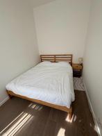 Bed (incl lattenbodem en matras), Huis en Inrichting, Ophalen, Gebruikt, Bruin, Tweepersoons