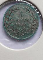 Nederland 5 cent munt 1869 - Zilver, Koning Willem III, Zilver, Ophalen of Verzenden, Losse munt