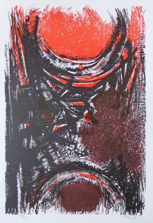 MAURICE HACCURIA / ABSTRACTIE / KLEURLITHO / 62x44cm / SIG, Antiek en Kunst, Kunst | Litho's en Zeefdrukken, Ophalen of Verzenden