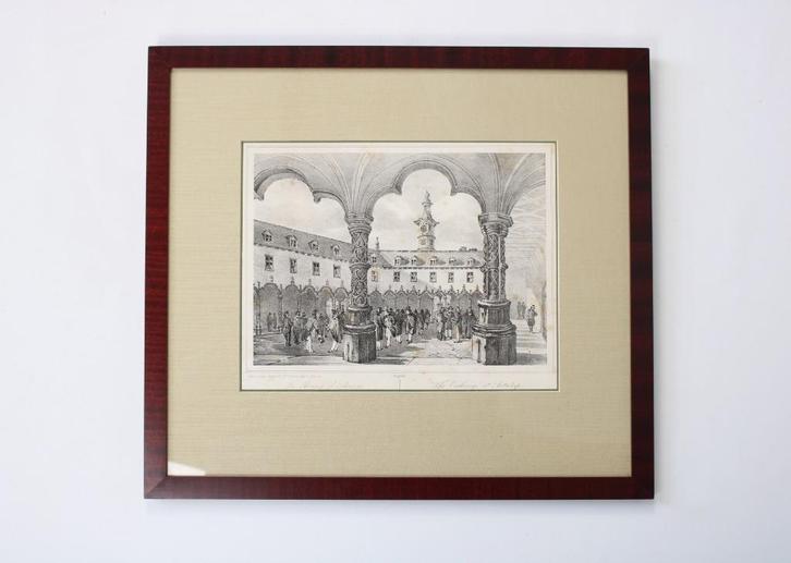 litho Handelsbeurs Antwerpen, 19de eeuw, Antiek en Kunst, Kunst | Etsen en Gravures, Ophalen of Verzenden
