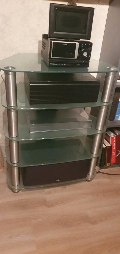 Hifi-kast, 0475 23 67 29, Huis en Inrichting, Kasten |Televisiemeubels, Zo goed als nieuw, Glas, Ophalen