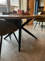 Mango eettafel 130 cm met stalen voet, Huis en Inrichting, Ophalen, Rond, Zo goed als nieuw, Vijf personen of meer