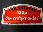 Sticker Polski Fiat 125P klassewinnaar Autorally Monte Carlo, Verzamelen, Ophalen of Verzenden, Zo goed als nieuw, Auto of Motor