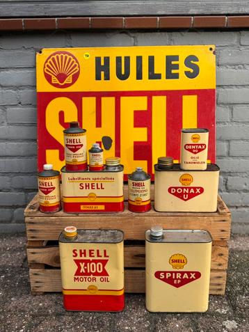 Diverse oude zeldzame SHELL olie blikken beschikbaar voor biedingen