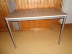 table imitation chêne clair, pieds inox gris 110/70 cm, Comme neuf, 100 à 150 cm, Rectangulaire, 50 à 100 cm