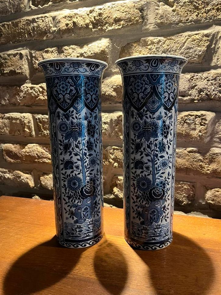 Prachtige set Delfts Blauw-stijl vazen, Huis en Inrichting, Woonaccessoires | Vazen, Zo goed als nieuw, Blauw, Ophalen of Verzenden
