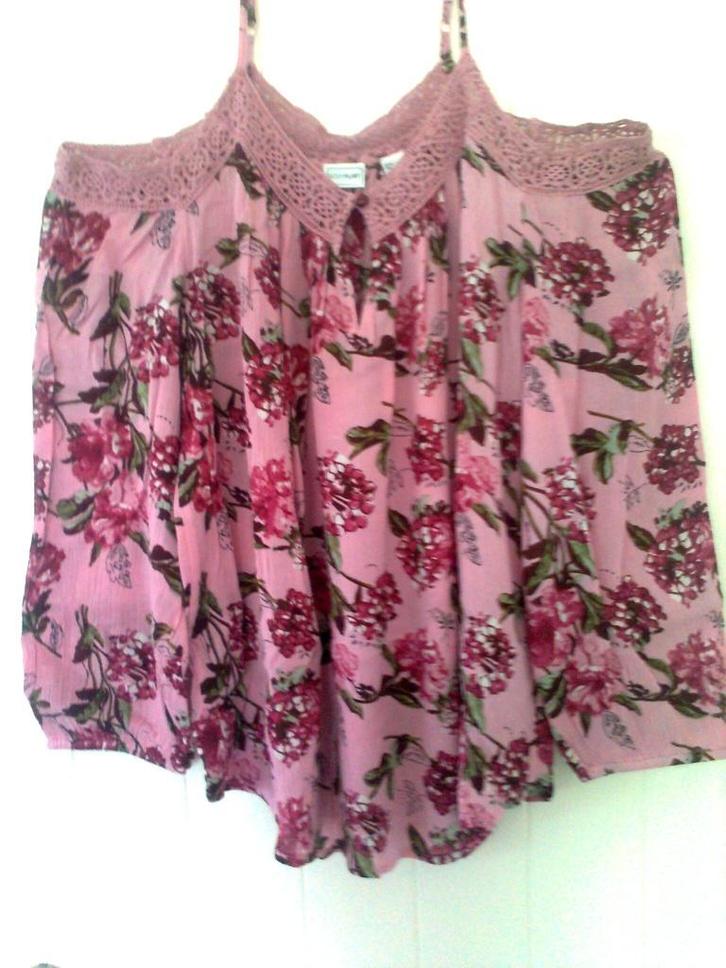 Blouse rose/mauve à longues manches à fleurs, Kleding | Dames, Blouses en Tunieken, Nieuw, Roze, Verzenden