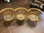 3 Thonet stoelen uit de jaren 50, met tekening op de zitting, Gebruikt, Hout, Ophalen
