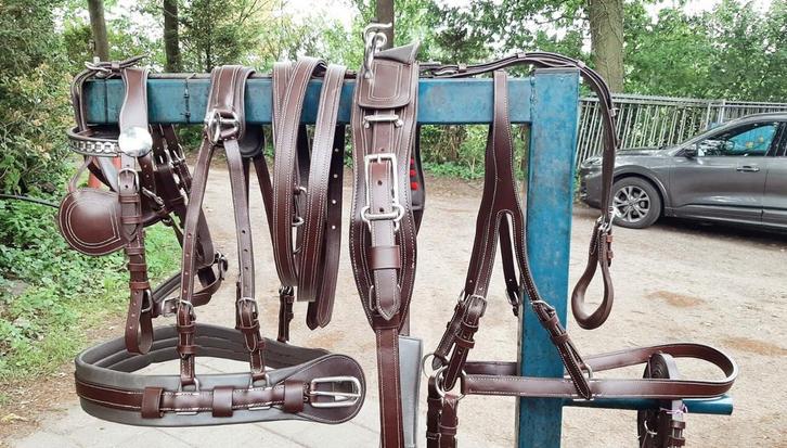 🔴NIEUW CHIQUE GOED BRUIN COB,FULL ENKELSPAN TUIG 385 €  🔴, Dieren en Toebehoren, Paarden en Pony's | Hoofdstellen en Tuigage