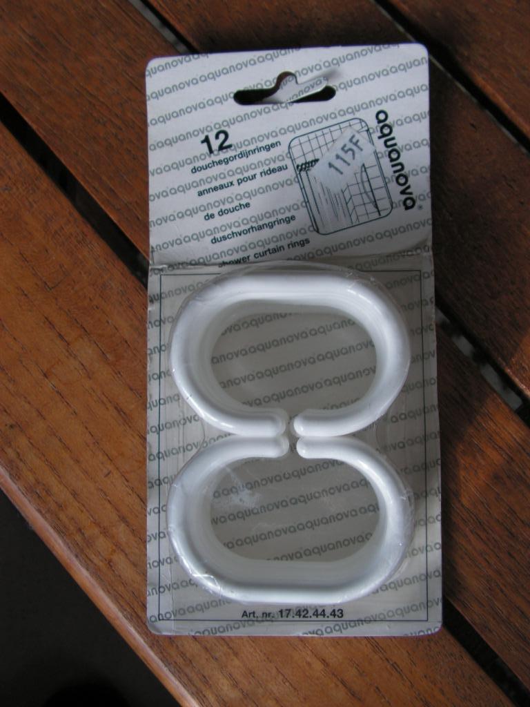 Lot de 12 anneaux de rideau de douche en plastique blanc., Enlèvement ou Envoi, Neuf