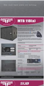 GEZOCHT Audiofocus MTB118a, Muziek en Instrumenten, Ophalen, Gebruikt, 1000 watt of meer, P.A.