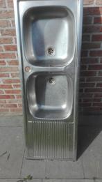 INOX dubbele spoelbak met afdruipvlak, Ophalen, Inox