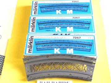 7267 MARKLIN HO - 3 x GEBOGEN BRUGOPRIT/RAMPE D'ACCES COURBE beschikbaar voor biedingen