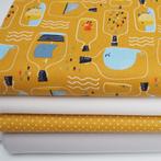 6198) 4 piècesx70x50cm tissu lot bouteille de message 3, Nieuw, Ophalen of Verzenden, 30 tot 120 cm, Katoen