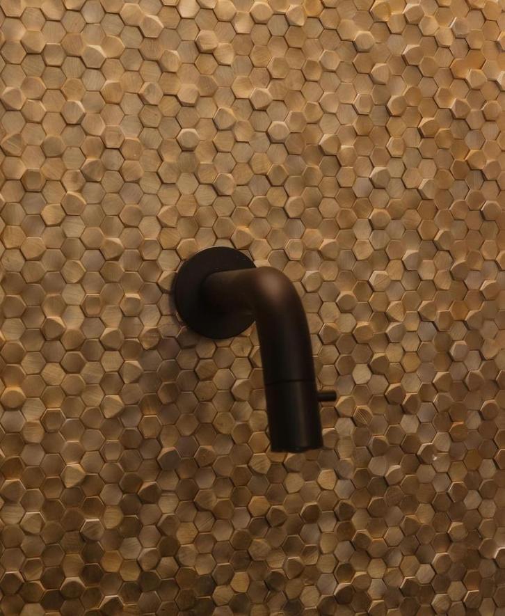 Colonial Hexagon 10mm 3D Copper op matjes 300x300x4-8mm, Doe-het-zelf en Bouw, Tegels, Nieuw, Wandtegels, Overige materialen, 20 tot 40 cm