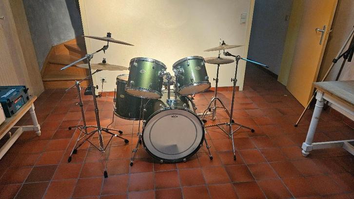 2 complete drumstellen (Pearl + Hayman) + cymbals + extra’s, Muziek en Instrumenten, Drumstellen en Slagwerk, Gebruikt, Pearl