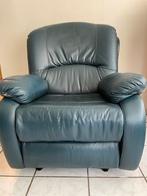 Blauwe relax zetel, Leer, Zo goed als nieuw, Ophalen