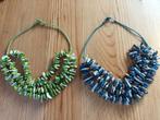 Speciale halsketting (drie lagen) groen of blauw; 7,-, Ophalen, Nieuw, Overige kleuren, Overige materialen