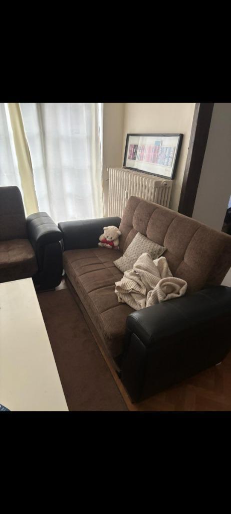 Fauteuil 4+3+2 places A DONNER, GRATUIT, Huis en Inrichting, Fauteuils, Gebruikt, Leer, Stof, Ophalen