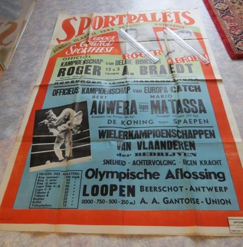 Boksen Sportpaleis Wielrennen Antwerpen 1943 REX Affiche VNV, Verzamelen, Retro, Overige typen, Verzenden
