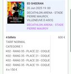 Ticket voor Ed Sheeran, Tickets en Kaartjes