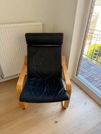 POÄNG zetel Ikea zwart leer, Huis en Inrichting, Ophalen, Gebruikt, 75 tot 100 cm, Leer