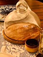 Grande cloche en verre sur plateau bois, Ophalen of Verzenden