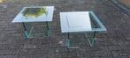 1 of 2 glazen tafels / salontafels/ bijzettafels / tafel van, Moins de 45 cm, 55 à 75 cm, Enlèvement, Utilisé
