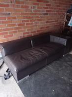 Canapé en cuir bruin fonçé, Huis en Inrichting, Zetels | Zetels, Ophalen, Gebruikt, 100 tot 125 cm, Driepersoons
