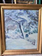 Huile sur toile Gaston Geleyn 61/74 Mon jardin sous la neige, Antiek en Kunst, Kunst | Schilderijen | Klassiek, Ophalen