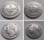 2 x 5 francs Leopold I  -  1833 en 1834, Postzegels en Munten, Munten | België, Zilver, Zilver, Verzenden, Setje