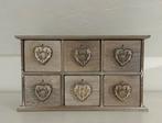 Klein kastje met mini schuifjes, in hout, Ophalen, Zo goed als nieuw