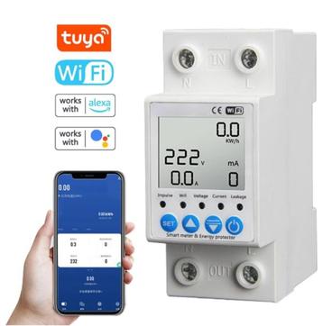 kwh energiemeter met scherm EN wifi + monitoren via Tuya app