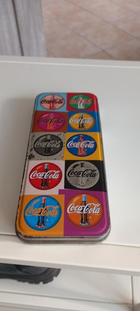 Coca-Cola, vintage metalen pennenbakje uit de jaren 80, Verzamelen, Blikken, Gebruikt, Ophalen