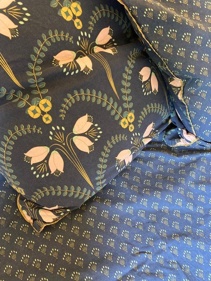 Dekbedovertrek in Art Deco print in perkalkatoen., Huis en Inrichting, Slaapkamer | Beddengoed, Gebruikt, Dekbedovertrek, Tweepersoons