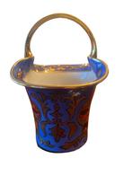 Noritake Basket Vaas in blauw en goud Japans porselein, Ophalen of Verzenden