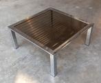 Vintage salontafel van chroom en gerookt glas uit de jaren 7, Ophalen, Zo goed als nieuw