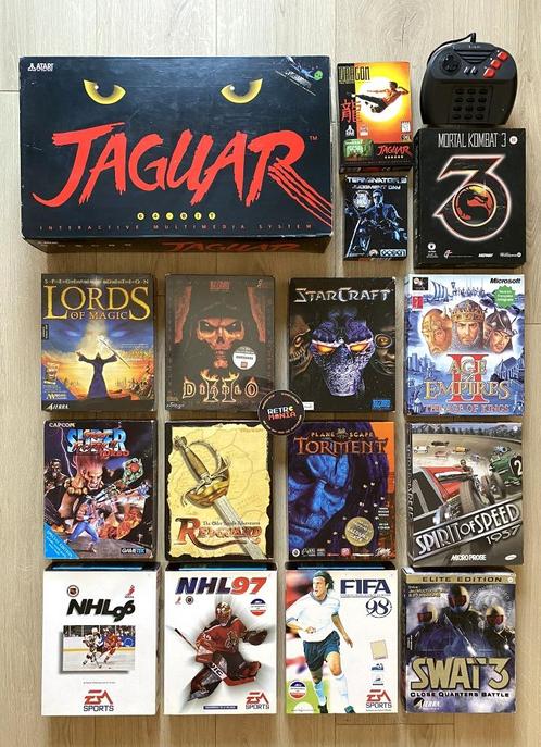 Atari Jaguar Console + Big Box PC-spellen, Games en Spelcomputers, Games | Pc, Zo goed als nieuw, Ophalen