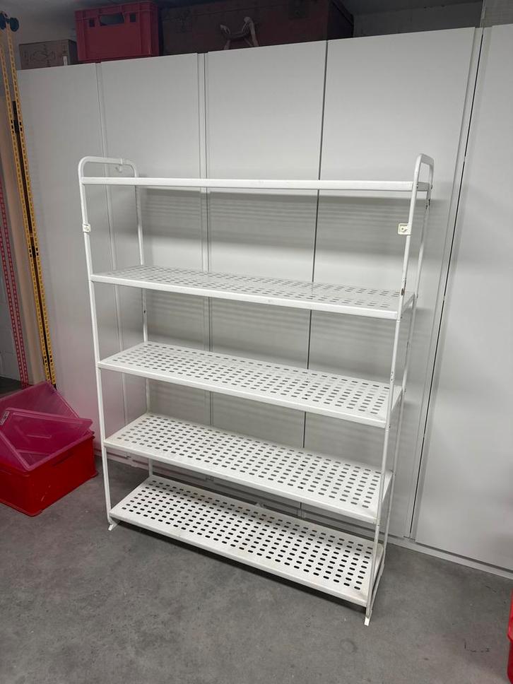 3 witte metalen opbergrekken, Huis en Inrichting, Kasten | Stellingkasten, Zo goed als nieuw, Ophalen