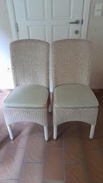 2 rotan stoelen met stoffen kussen, Huis en Inrichting, Stoelen, Ophalen, Gebruikt, Twee, Riet of Rotan
