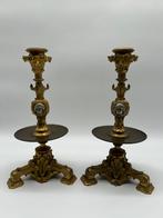 Paar vergulde bronzen kandelaars van Cailleux - Barbedien, Antiek en Kunst, Ophalen of Verzenden, Brons