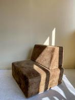 Vintage bruine fluwelen fauteuil uit de jaren 70, Overige materialen, Vintage, 75 tot 100 cm, Ophalen of Verzenden