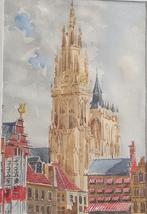 Aquarel Antwerpse Kathedraal, Antiek en Kunst, Ophalen of Verzenden
