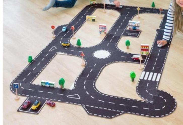 Speeltapijt wegtapijt wegenbouwpakket, Kinderen en Baby's, Speelgoed | Racebanen, Zo goed als nieuw, Racebaan, Handmatig, Overige merken