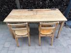 Houten schoolbankje met 2 houten stoeltjes, Antiek en Kunst, Ophalen